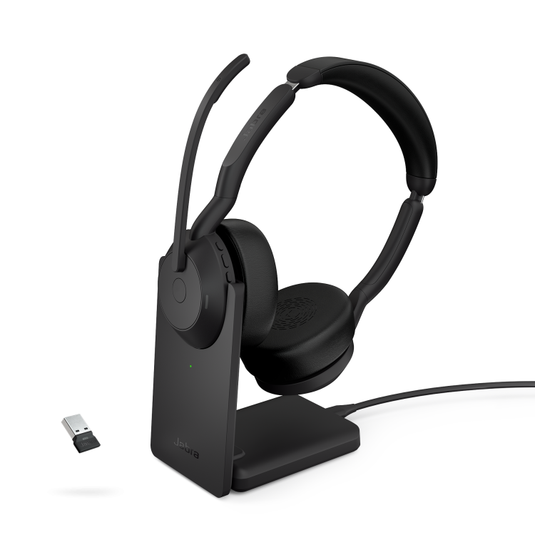 Jabra Evolve2 55 Link 380 USB-A UC Stereo Headset and Stand Jabra Evolve2 55 Link 380 USB-A UC Stereo Headset and Stand